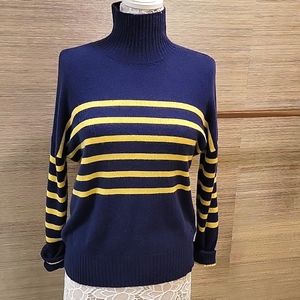 vineyard vines 100% cashmere sweater womens sz sm navy/yellow stripe like new
